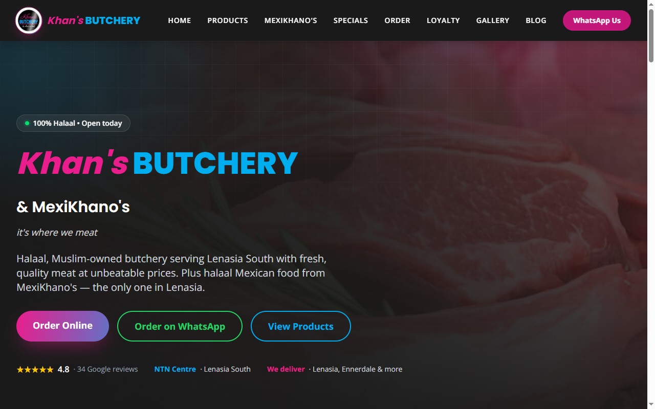 Khan's Butchery website