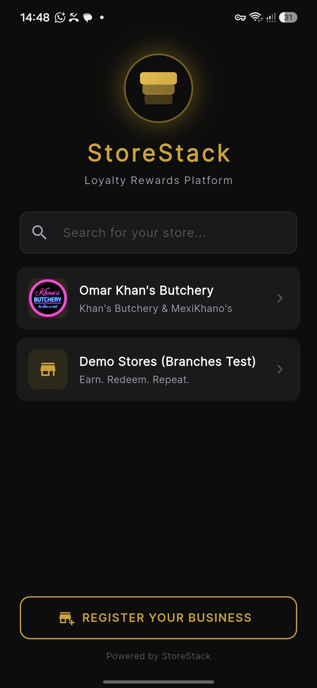 StoreStack Loyalty app on a phone