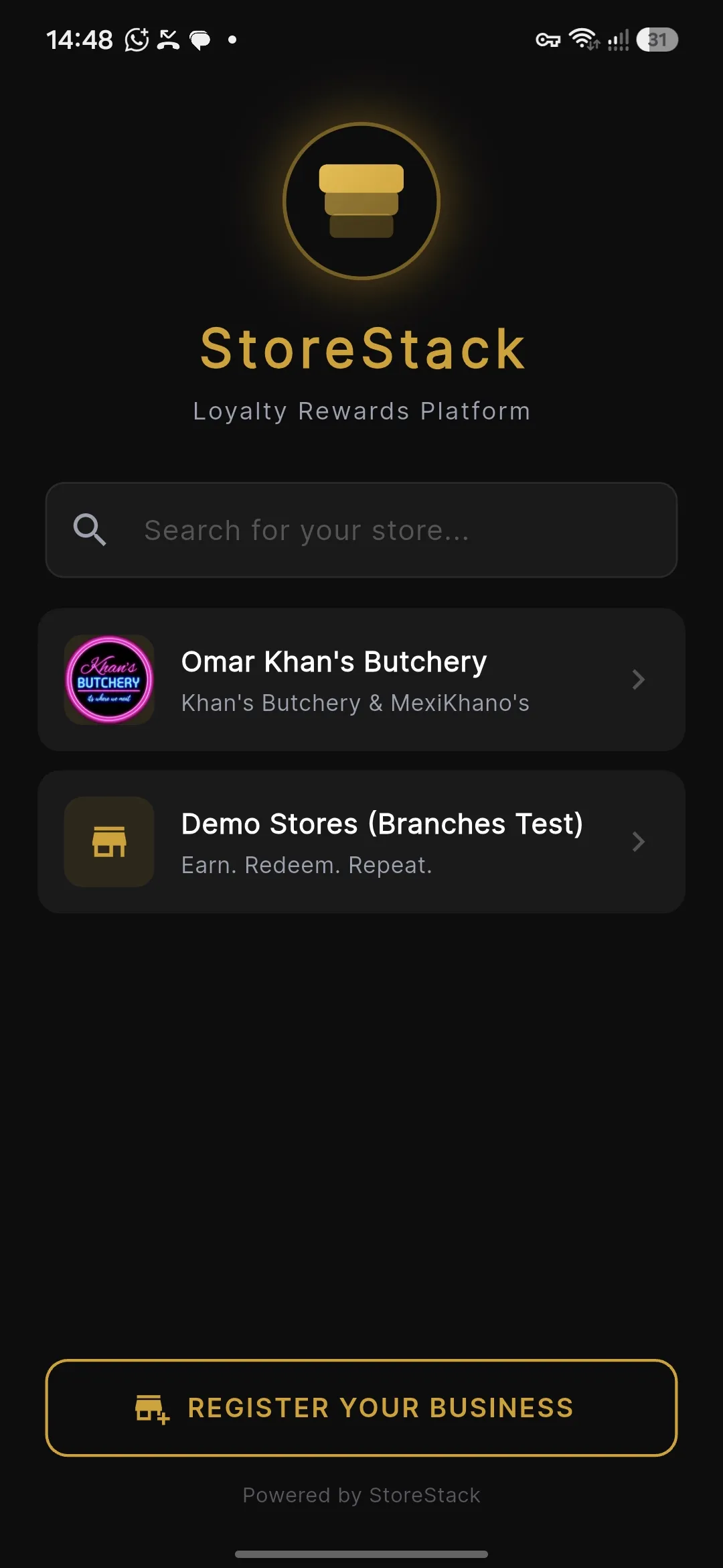StoreStack Loyalty app on a phone