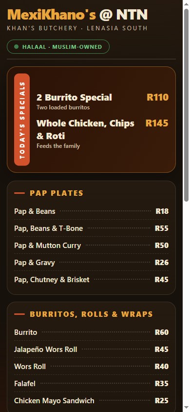 MexiKhano's digital menu on a tablet