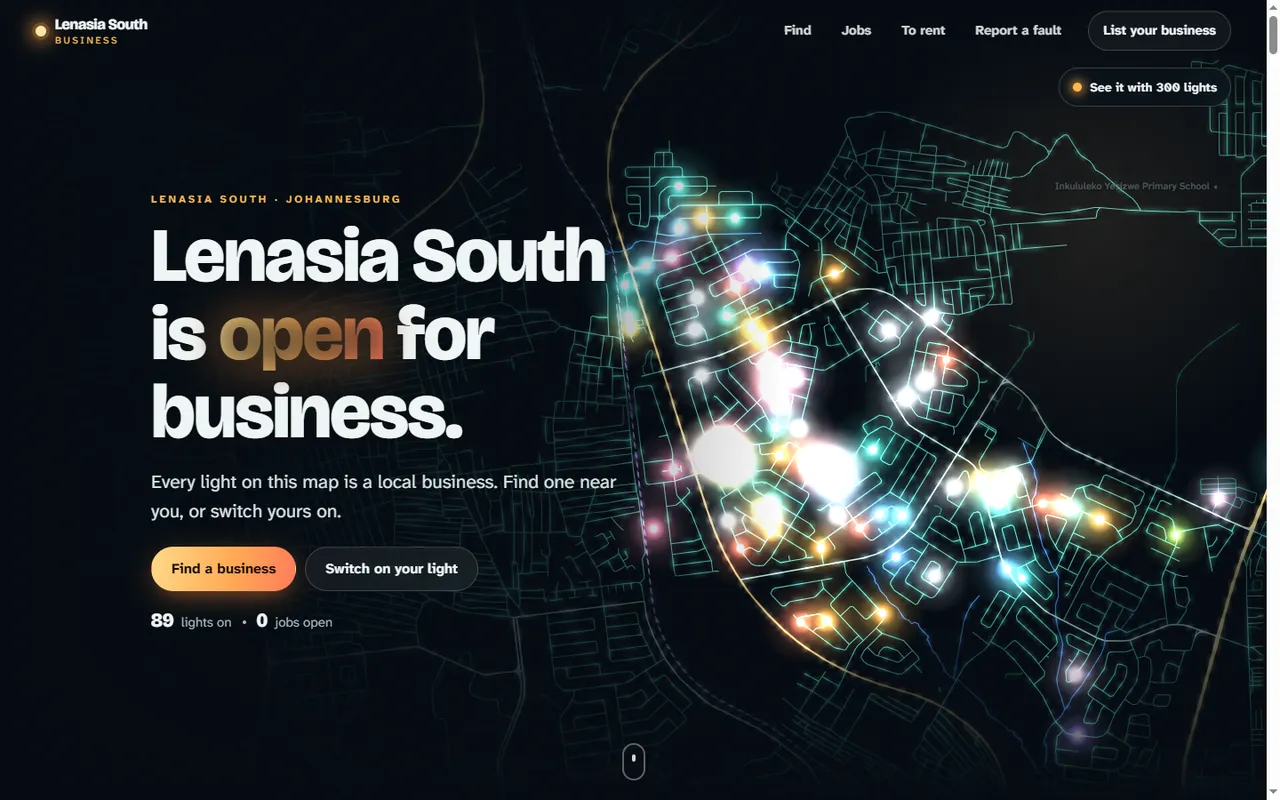 Lenasia South Business website on a desktop