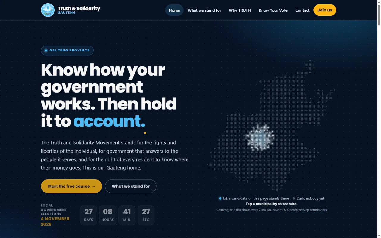 TRUTH Gauteng website on a desktop